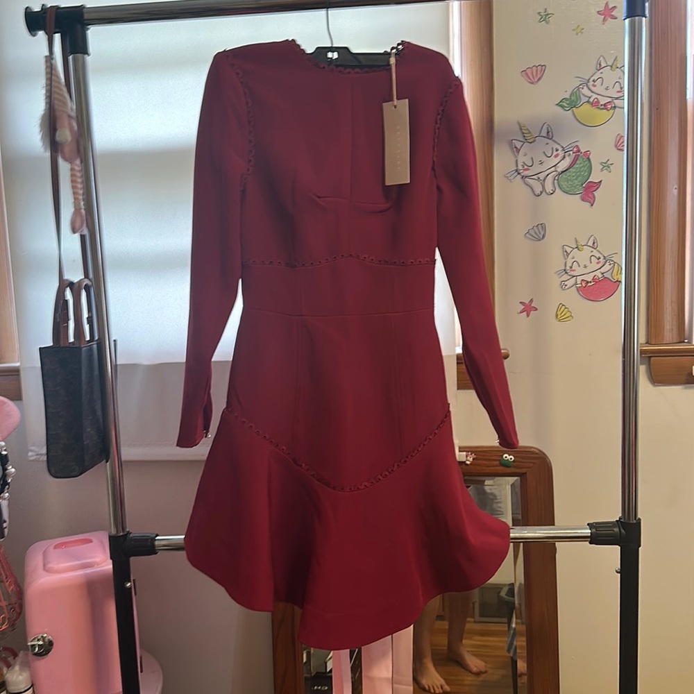 Keepsake long sleeve dress maroon